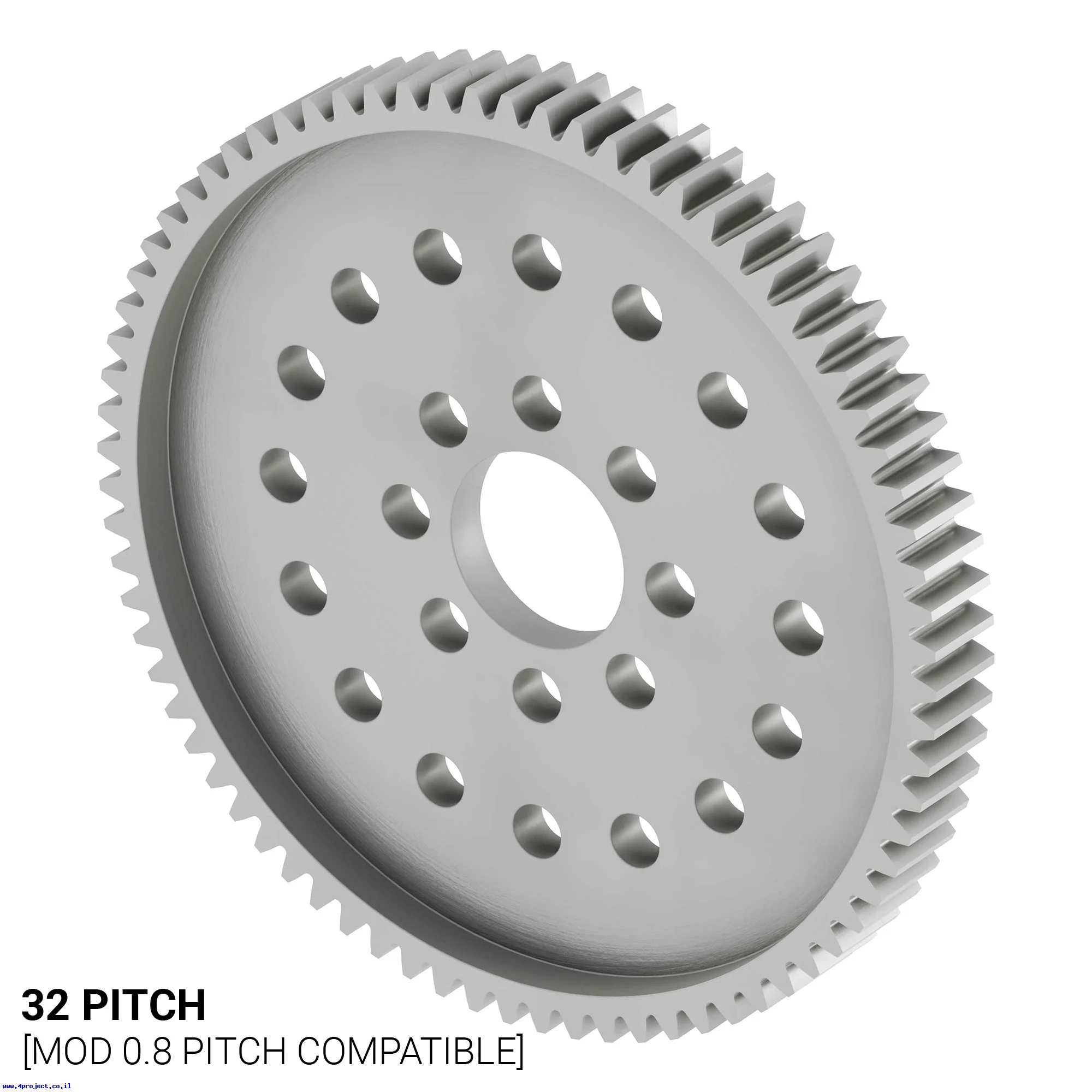 גלגל שיניים 32P, ציר 0.5", אלומיניום - 76 שיניים