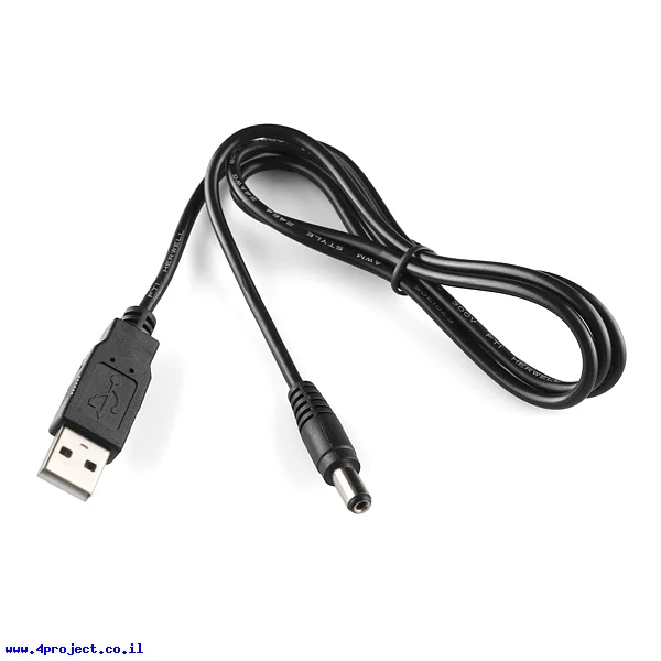 כבל USB A ל-מחבר חשמל 5.5x2.1 מ"מ