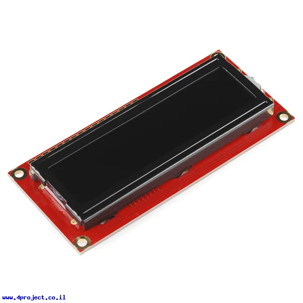 LCD טקסט 16x2, לבן על שחור, 5V