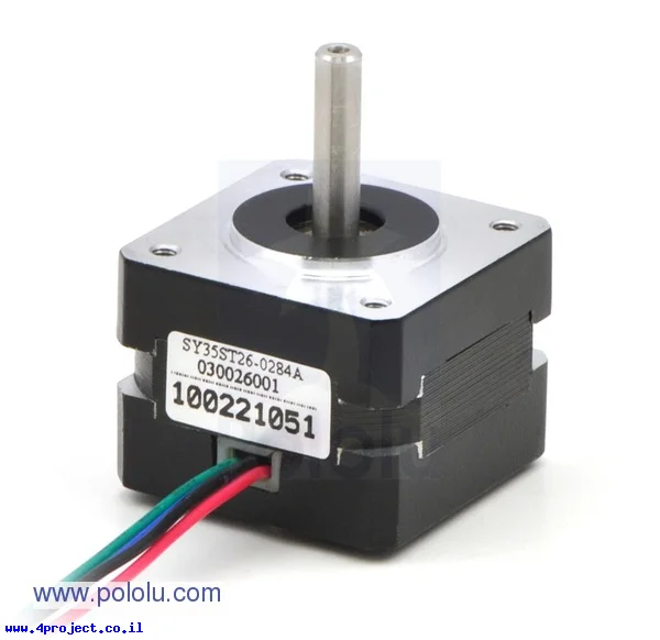 מנוע צעד 200 צעדים, 35x26 מ"מ, 7.4V/0.28A
