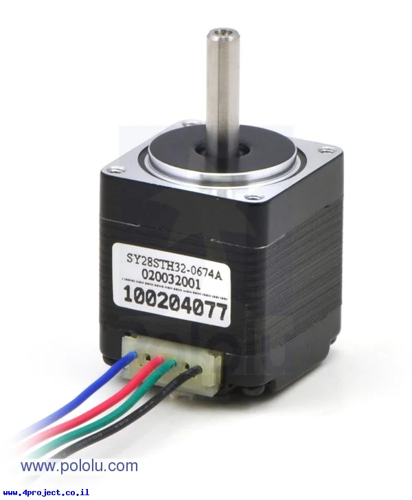 מנוע צעד 200 צעדים, 28x32 מ"מ, 3.8V/0.67A