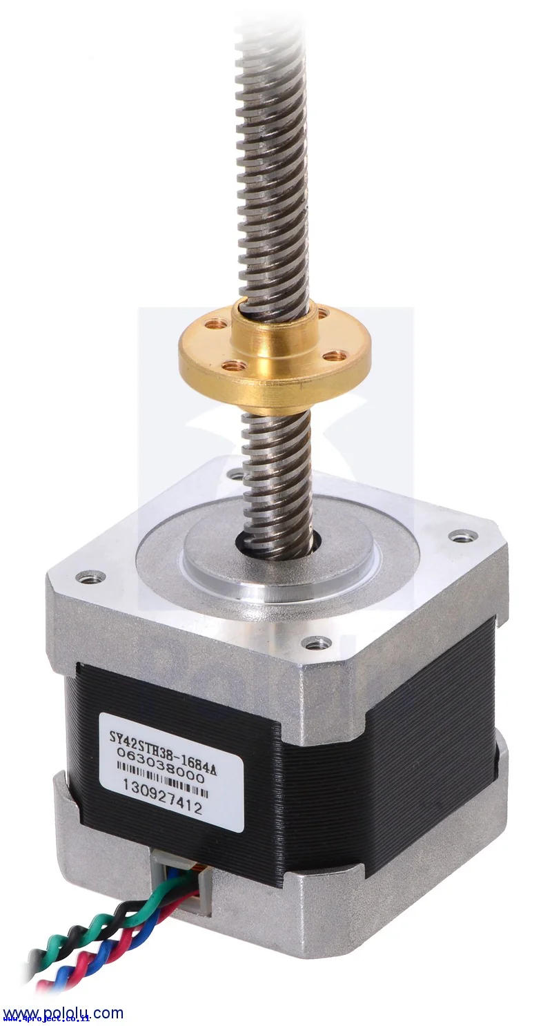 מנוע צעד 200 צעדים עם בורג הנעה 28 ס"מ, 42x38 מ"מ, 2.8V/1.7A