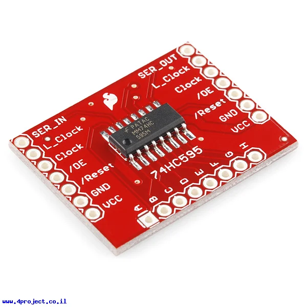 שבב הזזה 8bit Serial In/Parallel Out 74HC595 על כרטיסון