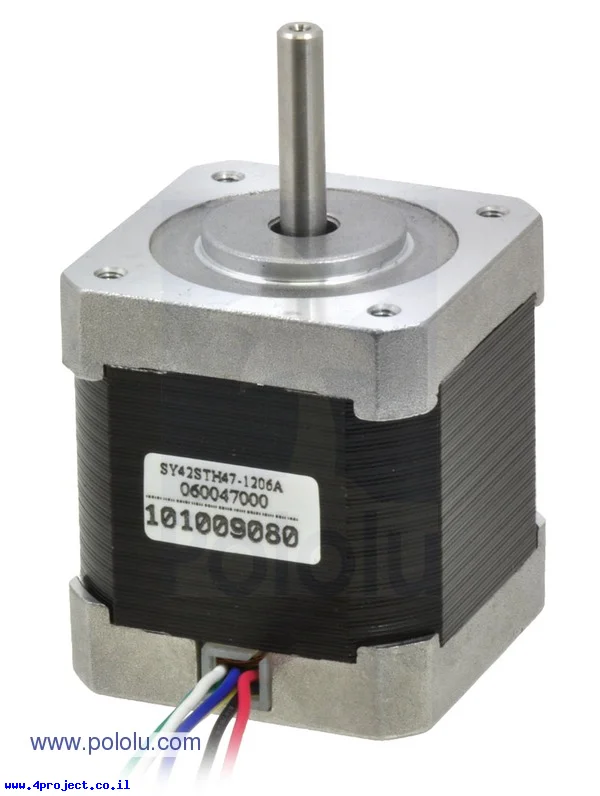מנוע צעד 200 צעדים, 42.3x48 מ"מ, 4V/1.2A