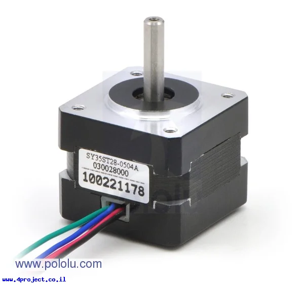 מנוע צעד 200 צעדים, 35x28 מ"מ, 10V/0.5A