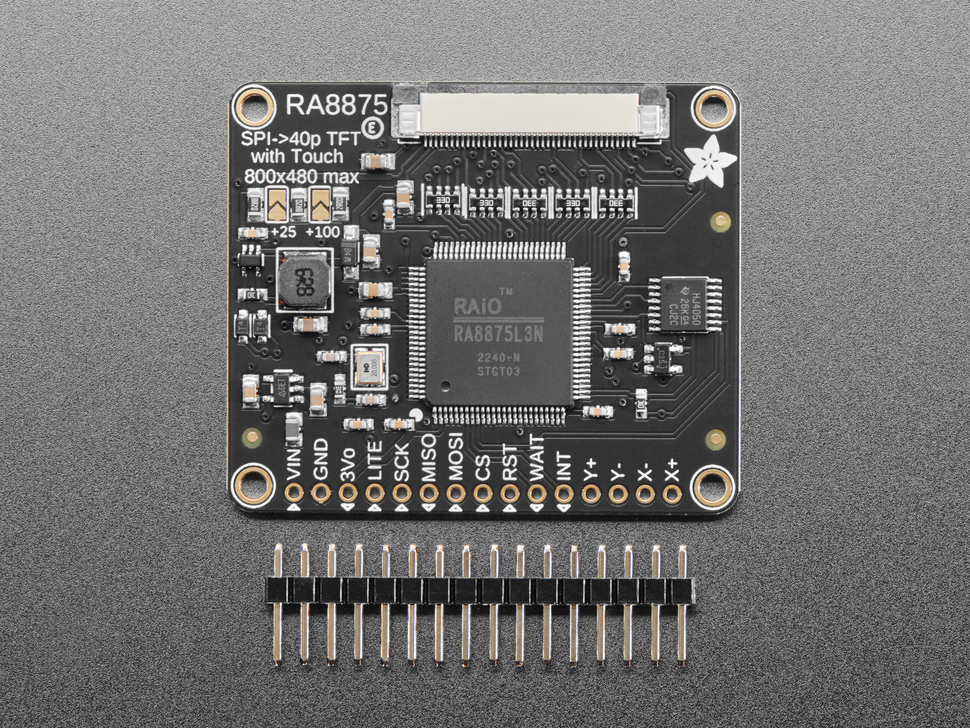 RA8875 Driver Board for 40-pin TFT Touch Displays - 800x480 Max