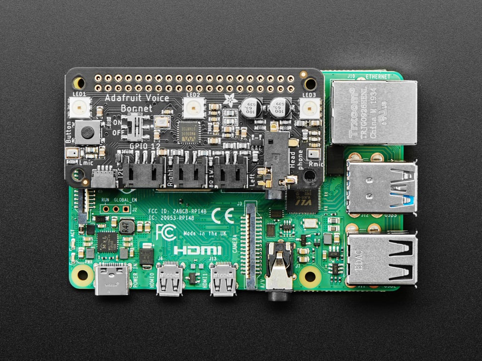 Adafruit Voice Bonnet for Raspberry Pi -Two Speakers + Two Mics