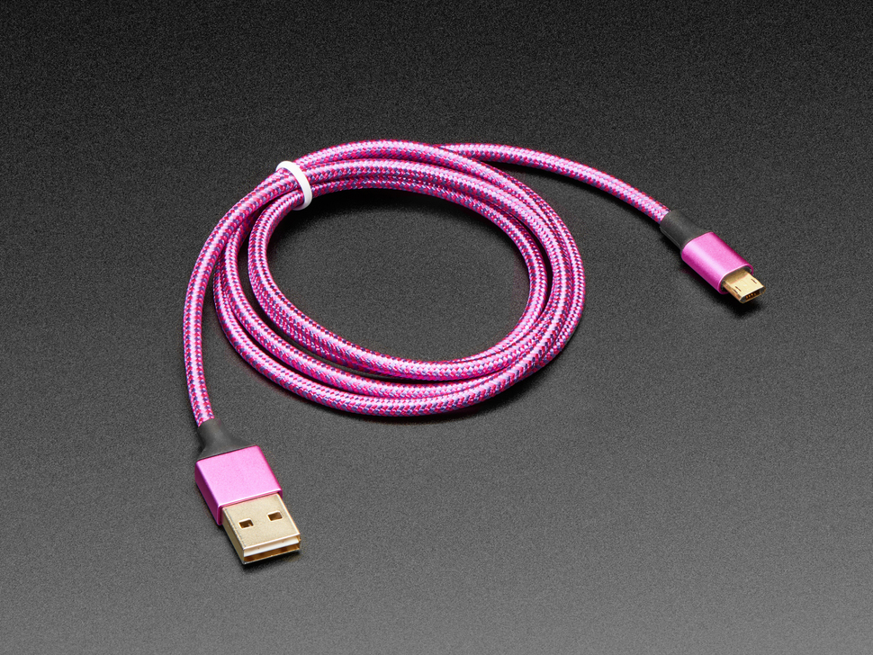 Fully Reversible Pink/Purple USB A to micro B Cable - 1m long