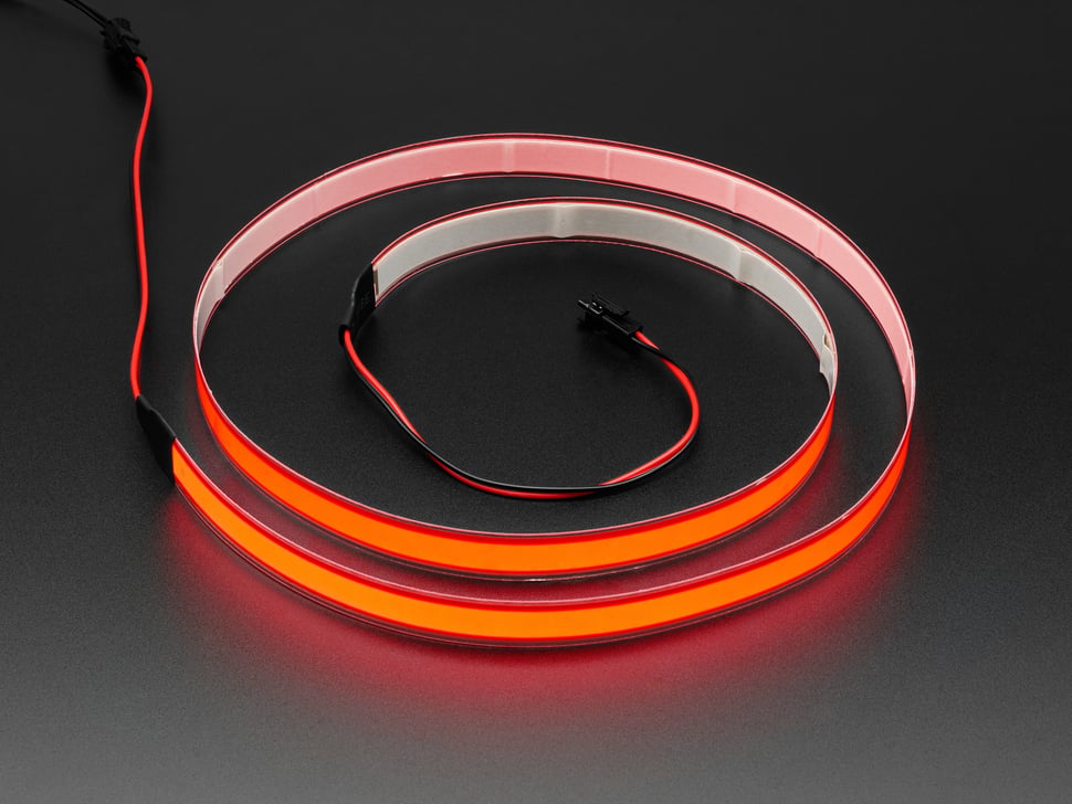 Red Electroluminescent (EL) Tape Strip - 100cm w/two connectors