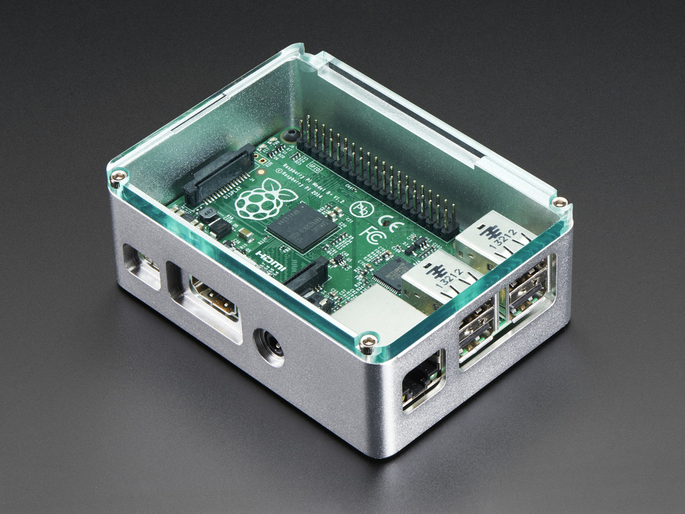 Anidees Silver Case w/ Crystal Top for Raspberry Pi B+/Pi 2/Pi 3