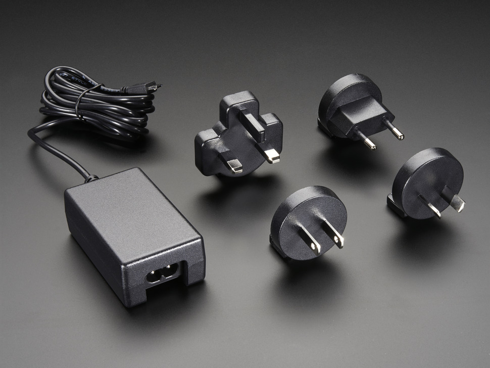 5V 2A Power Supply w/ 20AWG 6' MicroUSB Cable - International