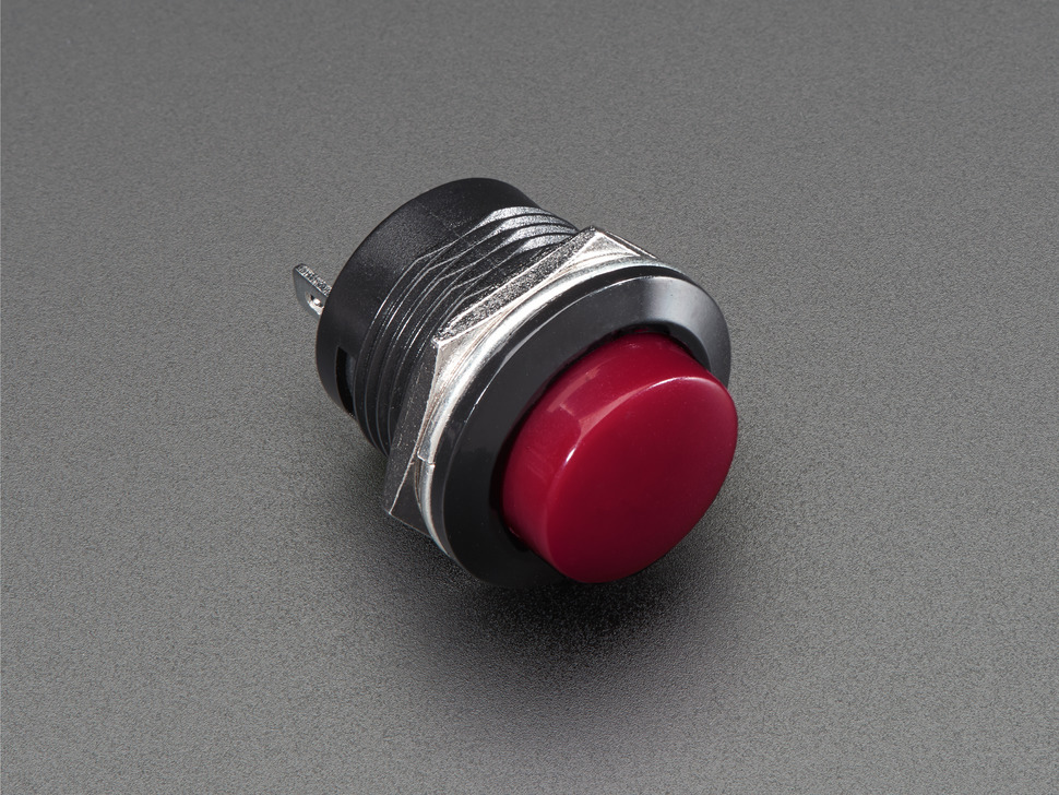 16mm Panel Mount Momentary Pushbutton - Burgundy