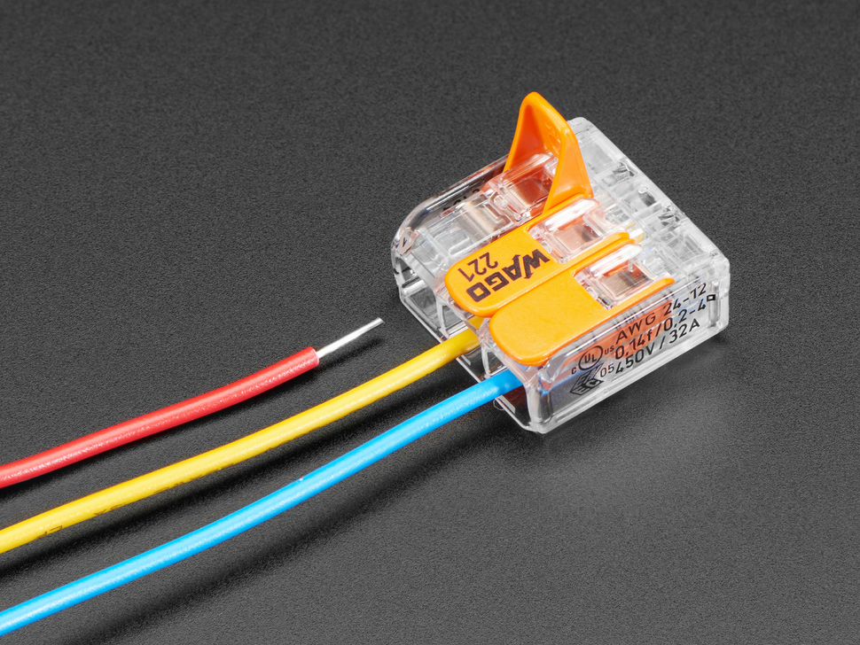 Snap-action 3-Wire Block Connector (12-24 AWG) - Pack of 3