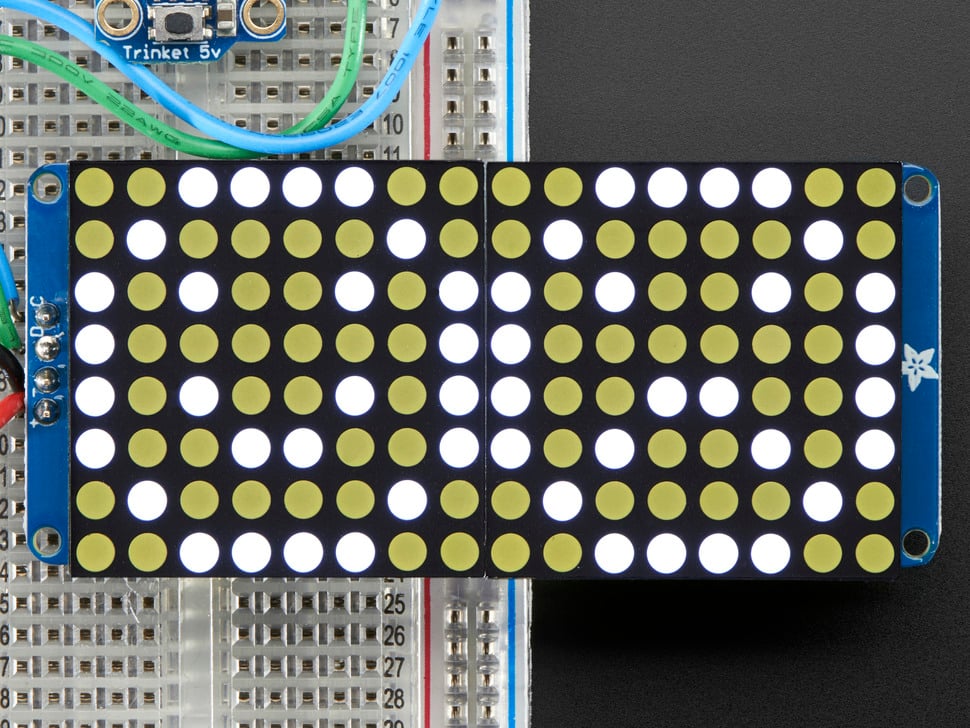 16x8 1.2" LED Matrix + Backpack - Ultra Bright Round White LEDs