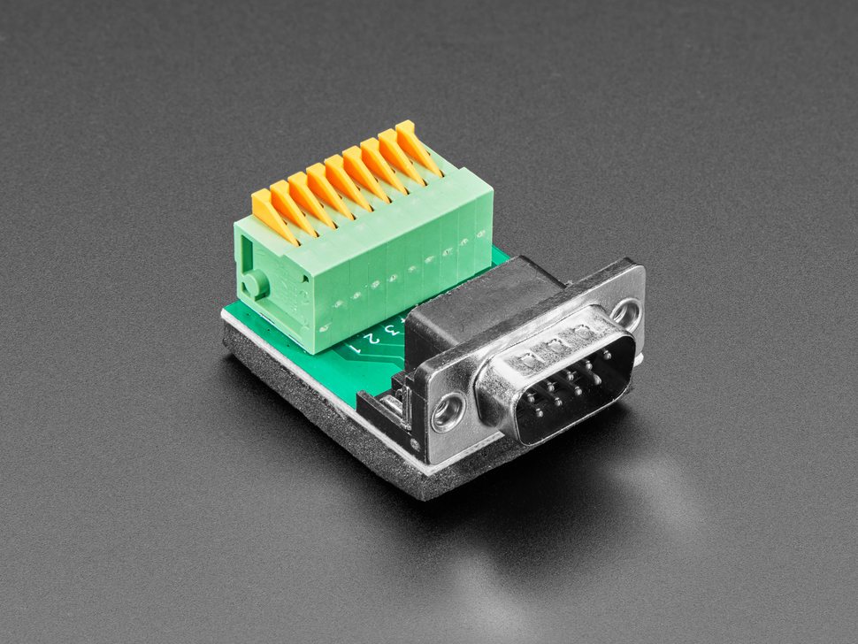DE-9 (DB-9) Male Plug to Terminal Spring Block Adapter