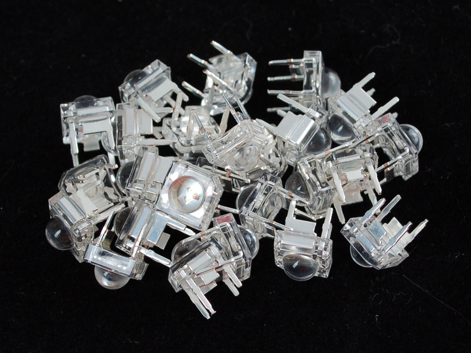 Clear 'Piranha' Super-flux RGB (tri-color) LED (25 pack)