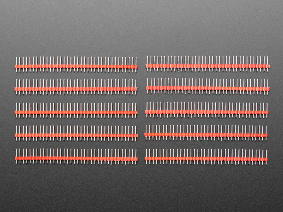 Break-away 0.1" 36-pin strip male header - Red - 10 pack