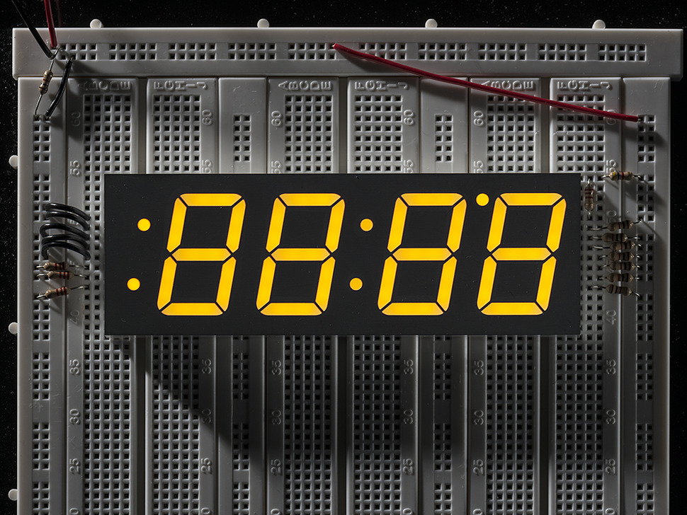 Yellow 7-segment clock display - 1.2" digit height