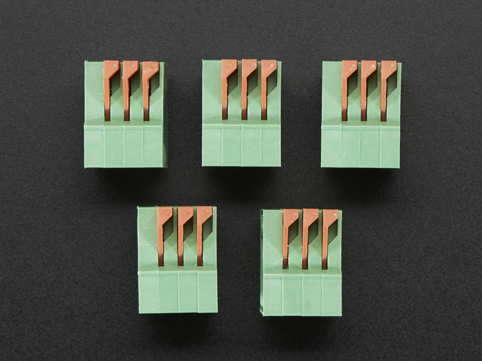 Configurable Spring Terminal Blocks - 3 Pin 0.1" Pitch R/A - x 5