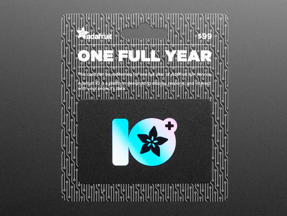 Adafruit IO+ 1 Year Subscription Card
