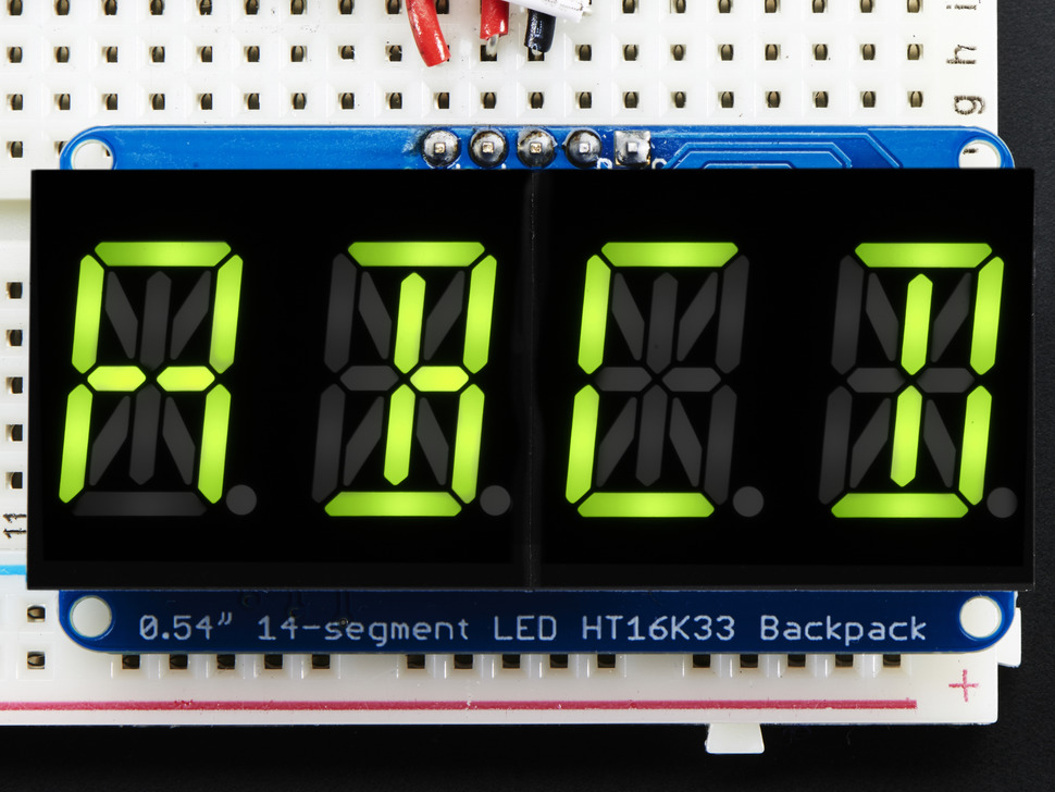 Quad Alphanumeric Display -Yellow-Green 0.54" Digits w/ Backpack