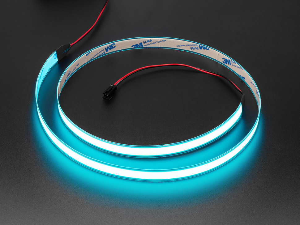 Aqua Electroluminescent (EL) Tape Strip - 100cm w/two connectors
