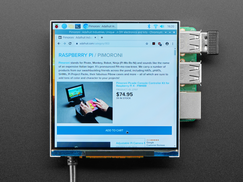 Pimoroni HyperPixel 4.0 Square - Hi-Res Display for Raspberry Pi