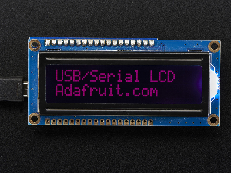USB + Serial Backpack Kit with 16x2 RGB backlight negative LCD