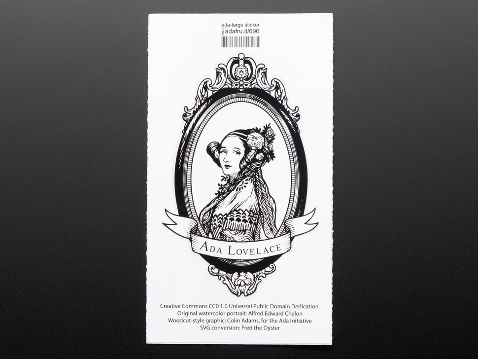 Ada Lovelace, large, oval black and white - Sticker!