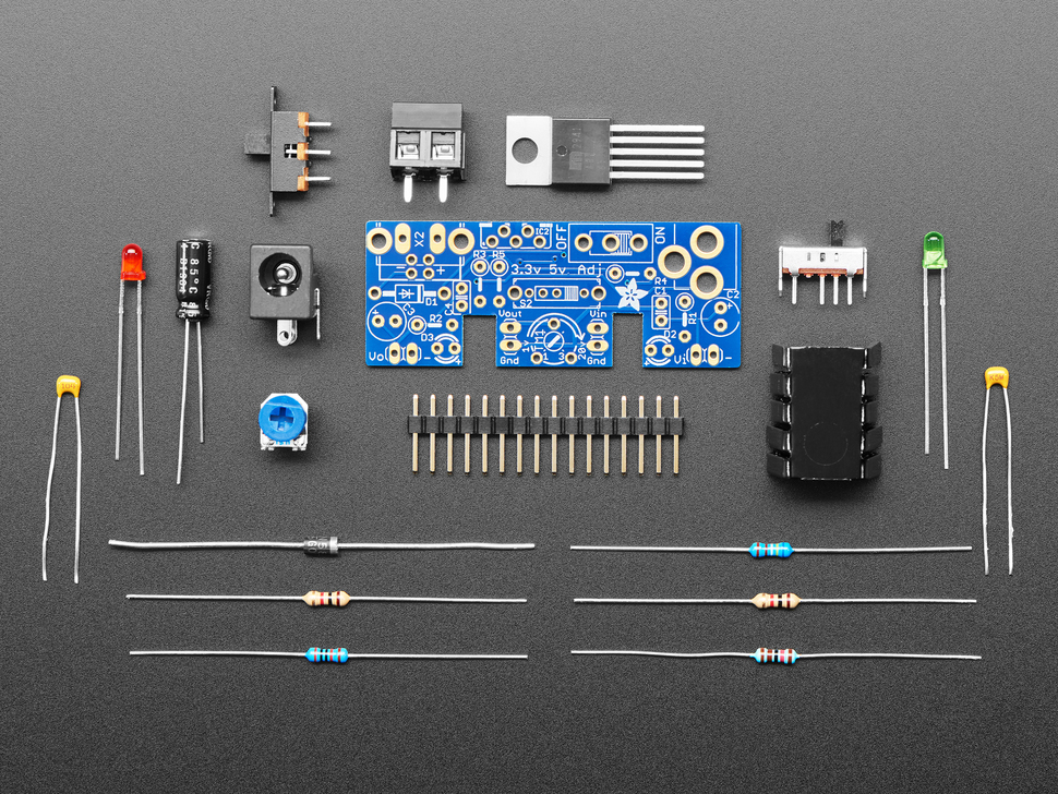 Adjustable breadboard power supply kit