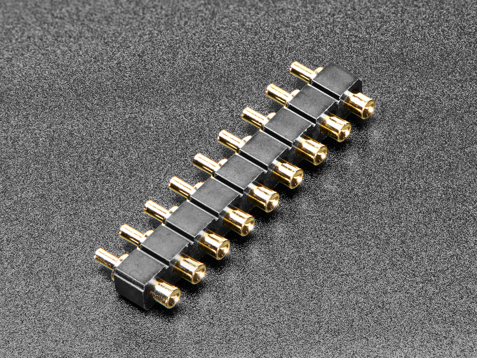 Through Hole Inline Pogo Pin Target Header - 9-Pin 0.1" Spacing