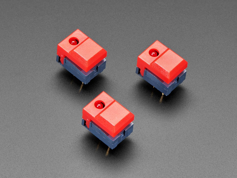 Step Switch with LED - Three Pack of Red Plastic with Red LED