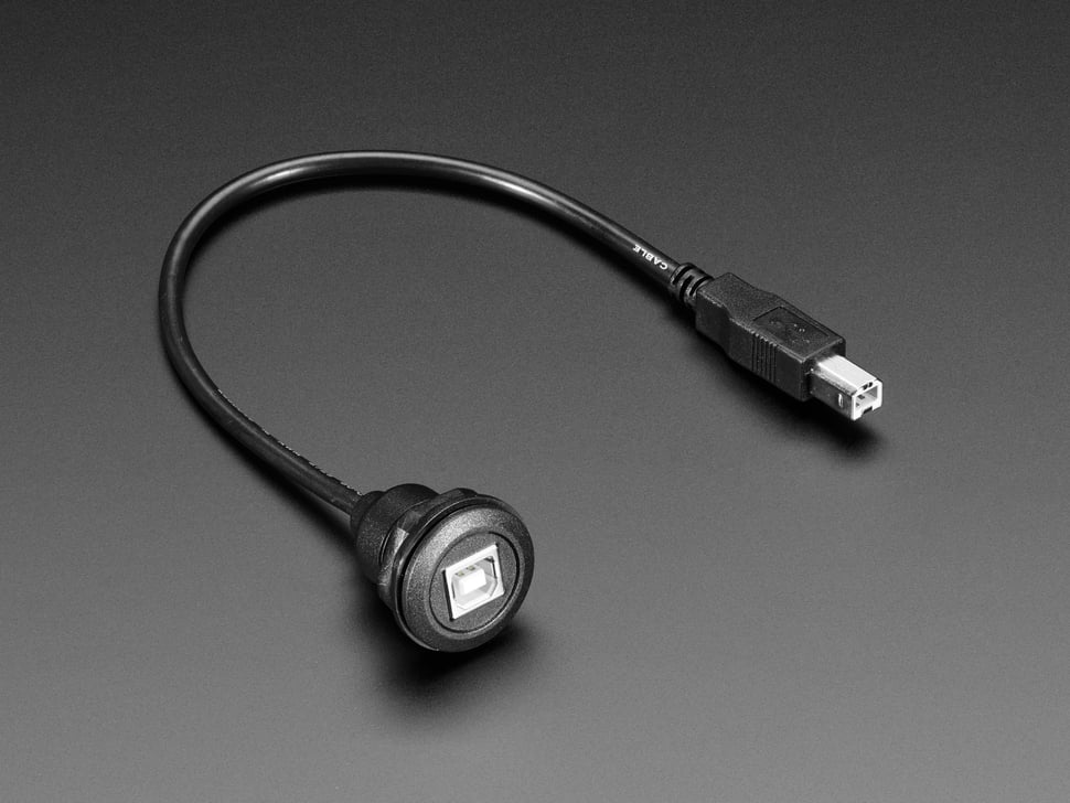 USB B Round Panel Mount Extension Cable - 30cm