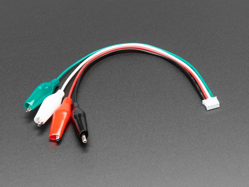 JST PH 2mm 4-pin Plug to Color Coded Alligator Clips Cable