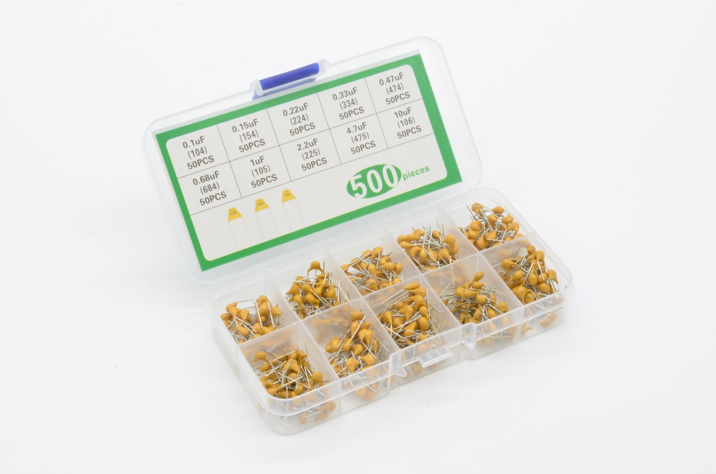 Ceramic Capacitor Kit - 0.1-10uF - 500 Pcs