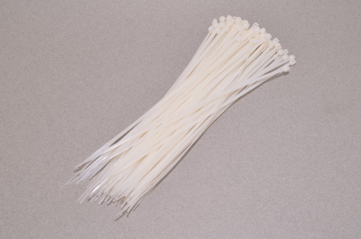 8" White Cable Ties - 100 Pack