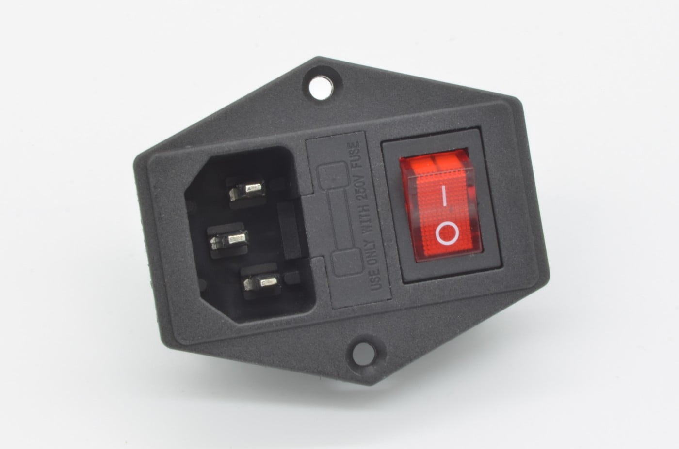 Panel Mount Inlet Socket with Lighted Switch – IEC320 C14