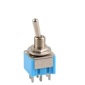 Switch Palanca 6A/125V 3A/250V 2 Polos, 2 Tiros, 3 Posiciones Enclave (ON-OFF-ON) Mini