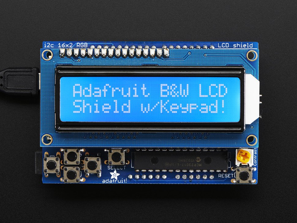 Adafruit LCD Shield Kit 16x2 Character Display - Blue & White, I2C
