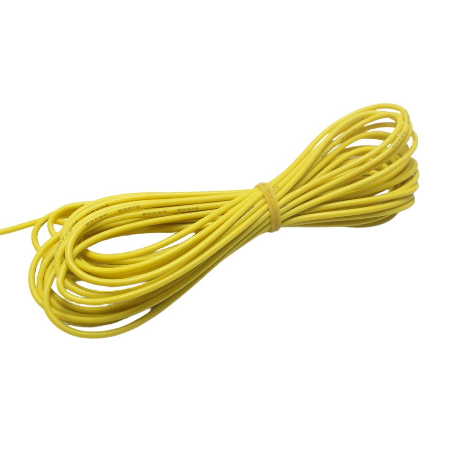 Yellow 22AWG Flexible Silicone Wire - 200C High-Temp