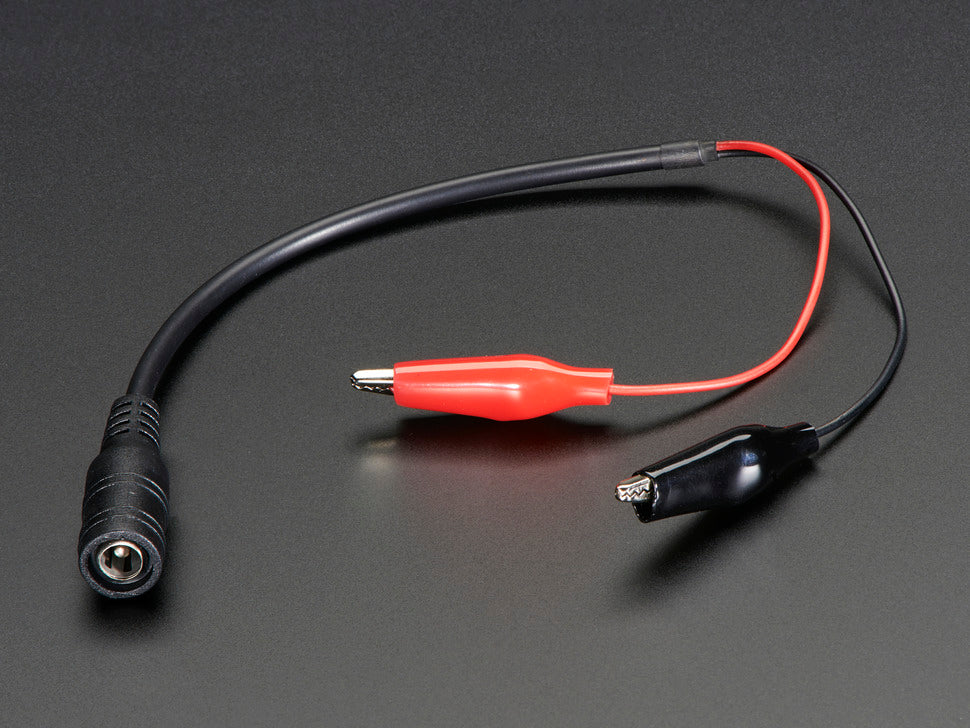 Adafruit DC Barrel Jack 2.1mm to Alligator Clips - 1328