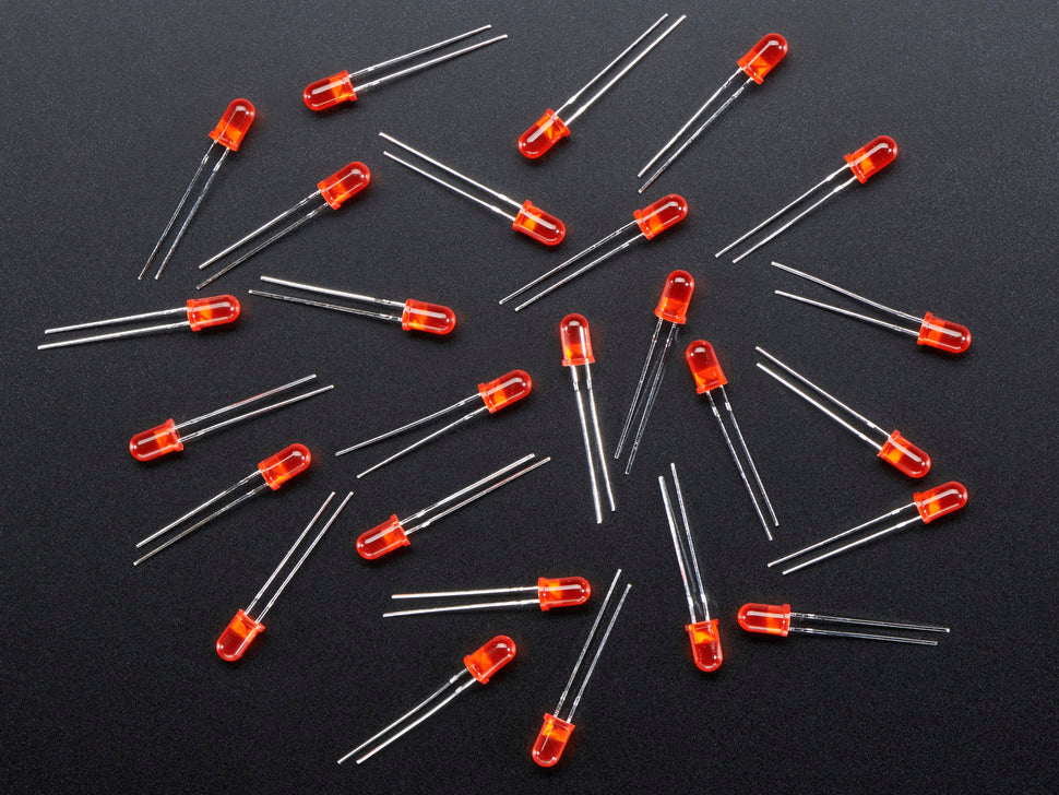 Diffused Red 5mm LED 25-Pack - Standard Through-Hole