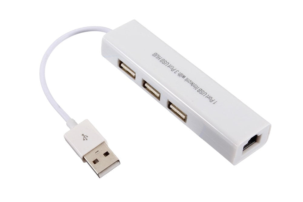 USB 2.0 + Ethernet Hub - 3 USB Ports + 1 Ethernet