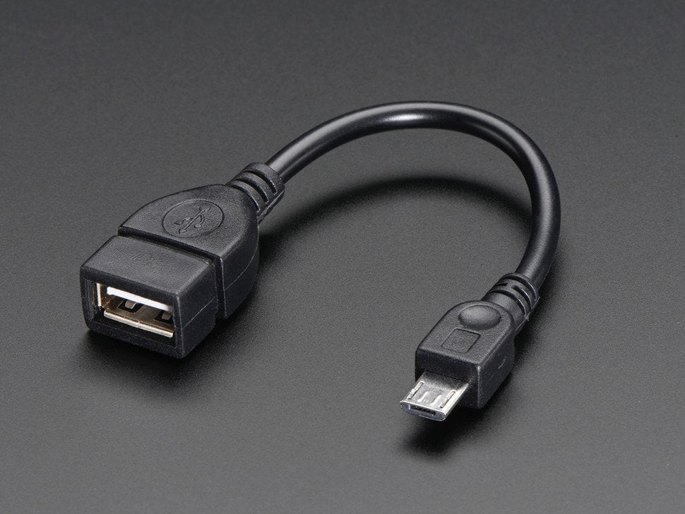 USB OTG Host Cable - MicroB OTG Male to USB-A Female