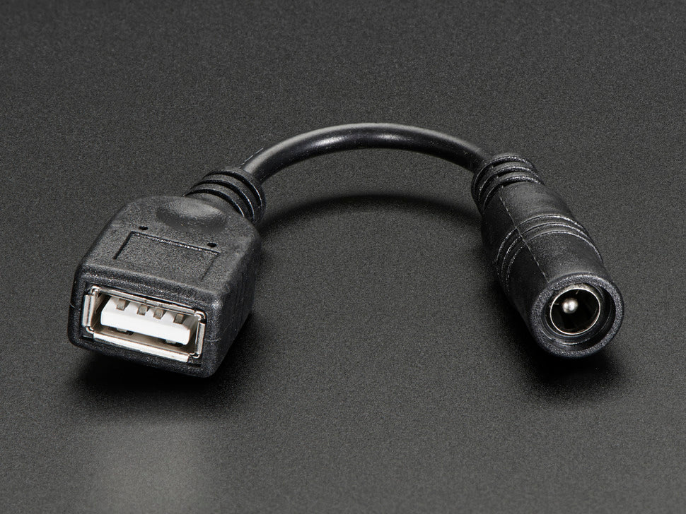 Adafruit USB A Jack to 5.5/2.1mm DC Jack Adapter - 988