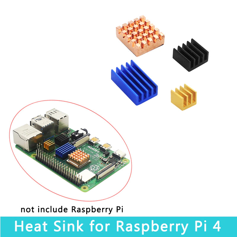 4-Piece Aluminum/Copper Heatsink Set for Raspberry Pi 4