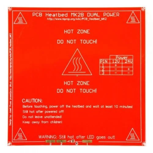 RepRap MK2B 3D printers Dual Power PCB Heat Bed With 14AWG Cable