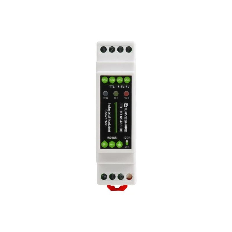 Waveshare Rail-mount TTL To RS485 Galvanic isolated Converter, 600W Lightning proof & Anti-Surge, Multi-Isolation Protection