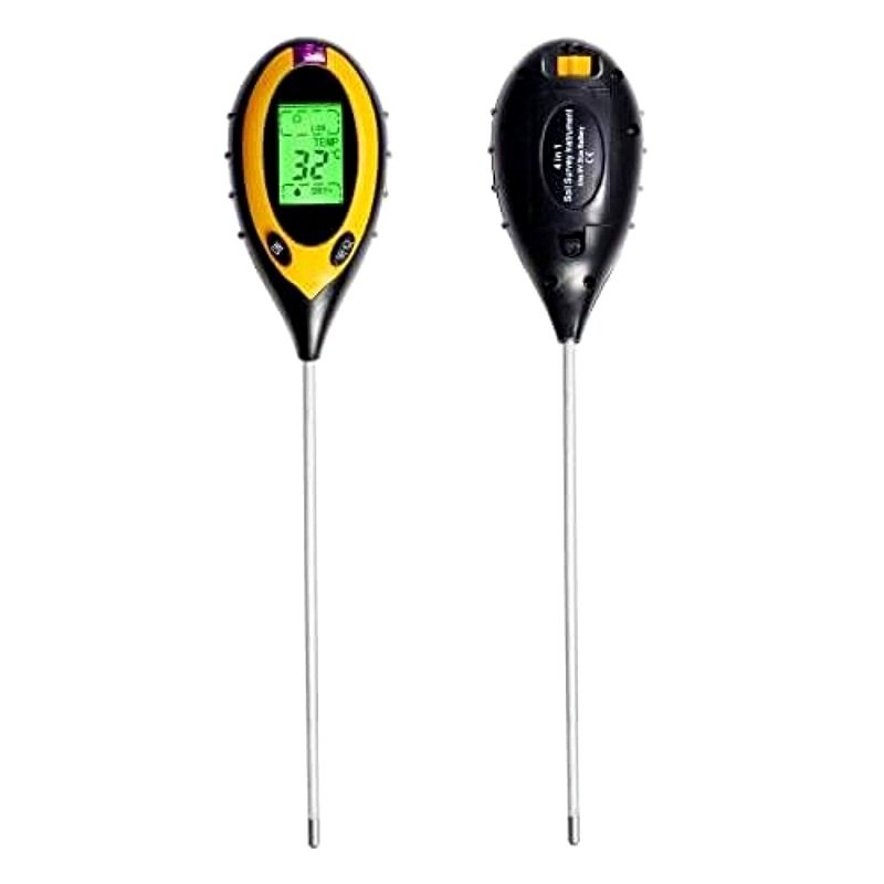 4 in 1 Soil PH Meter Soil Tester PH Moisture Meter Temperature Sunlight Measurement Analysis Acidity Alkali(Without Battery)