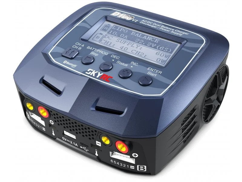 SKYRC D100 V2 2x100W 10A AC/DC Dual Balance Charger/Discharger/Power Supply